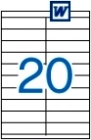 105 x 29 mm méretű öntapadós etikett címke A4-es lapon.