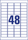 45,7 x 21,2 mm méretű nyomtatható öntapadós időjárásálló etikett A4-es lapon.