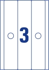 63 x 297 mm méretű nyomtatható öntapadós függőmappa címke A4-es lapon.