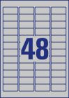 45,7 x 21,2 mm méretű nyomtatható öntapadós ezüst ipari etikett A4-es lapon.