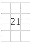63,5 x 38,1 mm méretű öntapadó címke A4-es lapon.