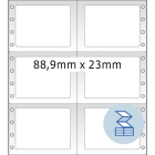 88,9 x 23 mm méretű nyomtatható, öntapadó leporellós etikett címke.