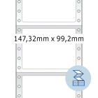 147,32 x 99,2 mm méretű nyomtatható, öntapadó leporellós etikett címke.