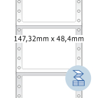 147,32 x 48,4 mm méretű nyomtatható, öntapadó leporellós etikett címke.