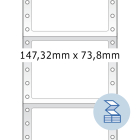 147,32 x 73,8 mm méretű nyomtatható, öntapadó leporellós etikett címke.