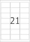 63,5 x 38,1 mm méretű nyomtatható öntapadós etikett A4-es lapon.
